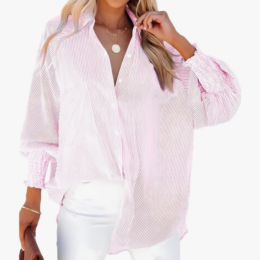 Pink Striped Button-Up Shirt - Picture 3 of 8